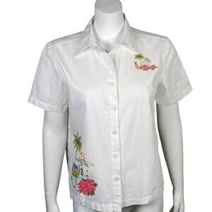 Vintage Erika Hawaiian Shirt Womens Size S Button Up Short Sleeve Cotton